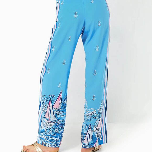 NWT Lilly Pulitzer Bal Harbour Palazzo Pants in Lapis Lazuli XL - Picture 2 of 7